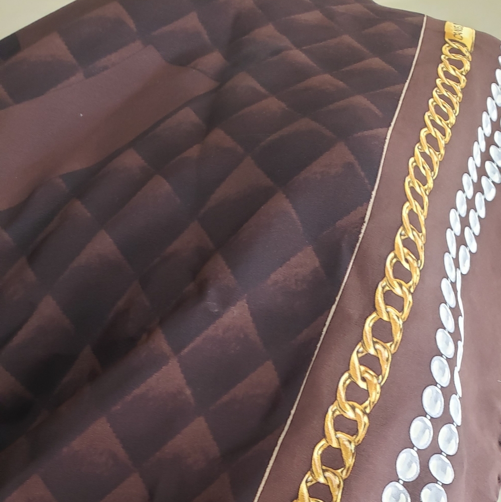 Chanel Brown & Gold Square Silk Scarf - Picture 4 of 9